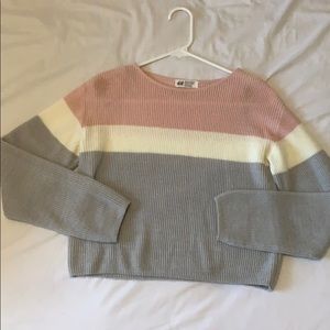 H&M Kids Pink, White, and Gray Sweater